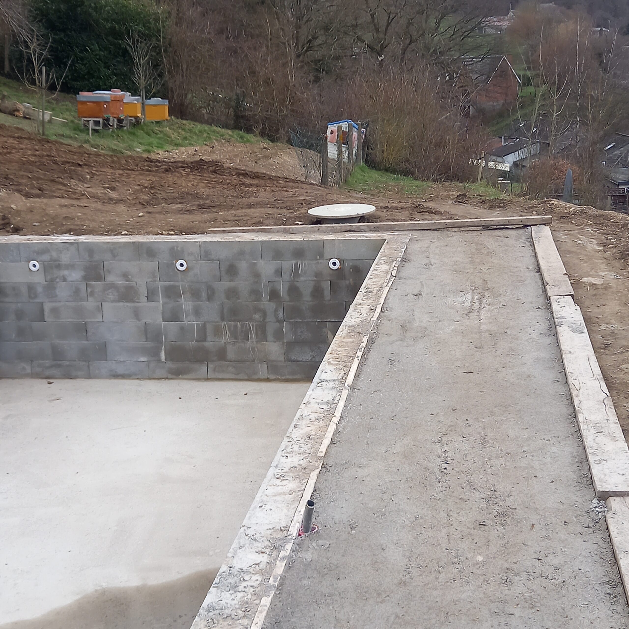 Chantier installation piscine Andenne
